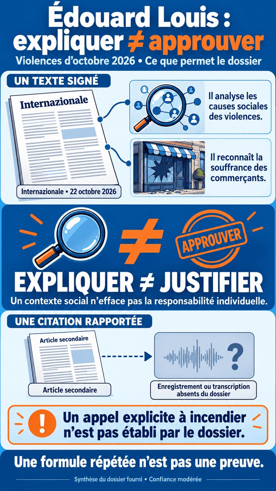 Infographie : Édouard Louis et les violences d’octobre : ce que les sources permettent réellement d’établir